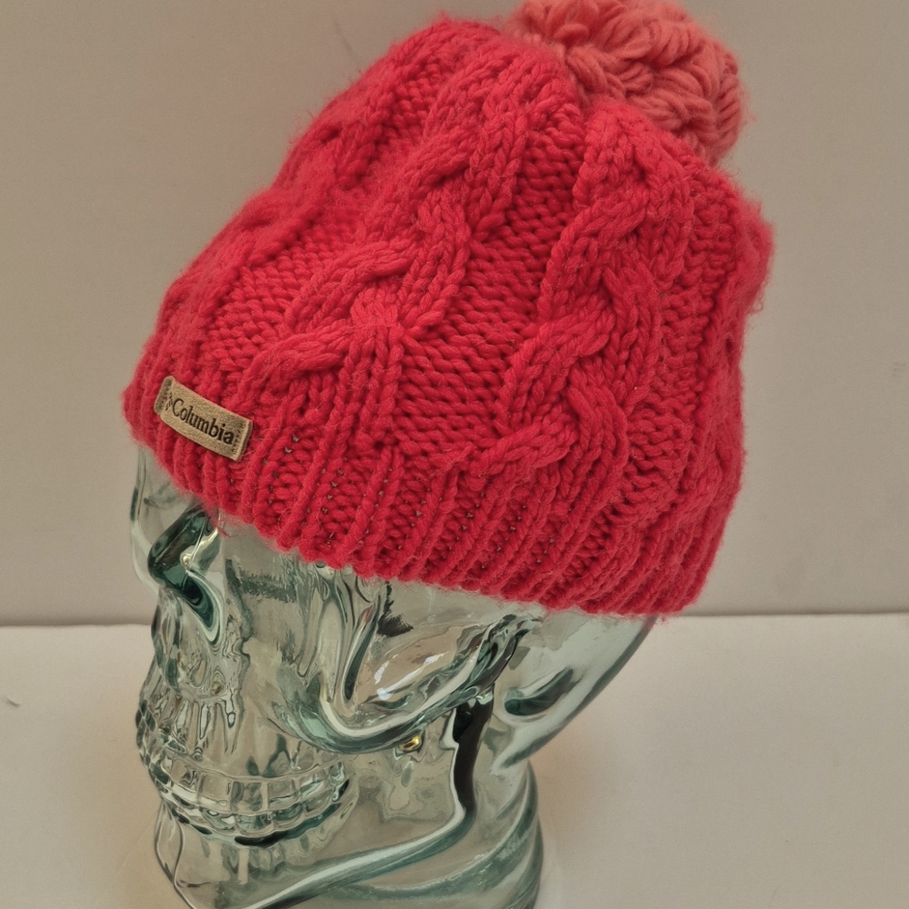 Columbia Kids' Pink Knit Pom-Pom Beanie Hat OS